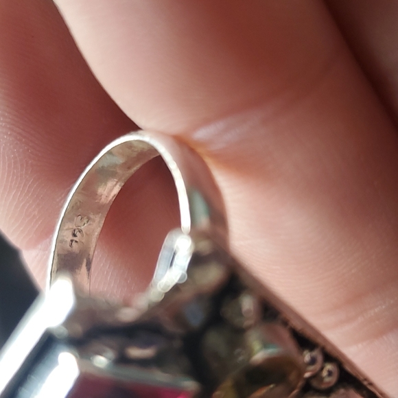 ***Sale*** New Citrine & Bi-Color Tourmaline 925 Silver Arrowhead Ring. - Picture 9 of 10